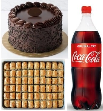 Aile Boyu Tatlı Keyfi: Çikolatalı Pasta Baklava ve 1 Litre Cola NiÄŸde pasta sipariÅŸi